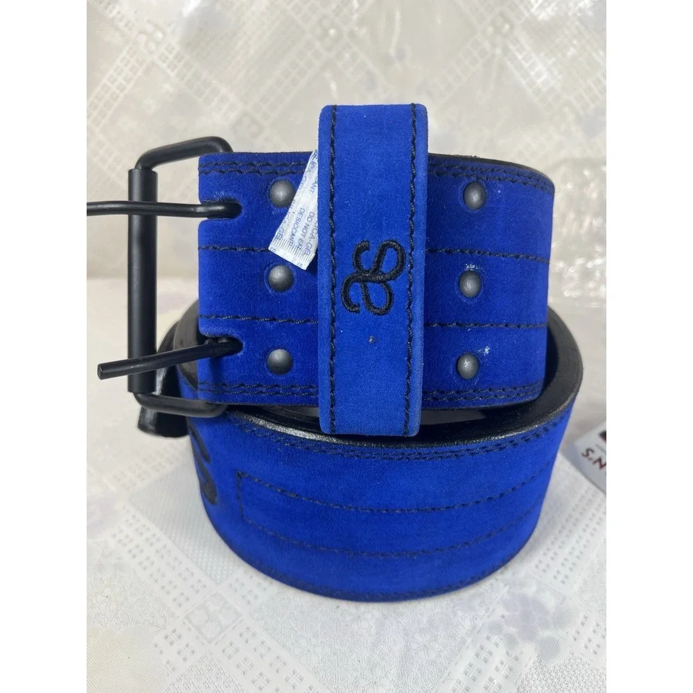 AAYLAN'S 10MM Genuin Premium Cow Leather Weight‎ Lifting Belt (blue, X-large)